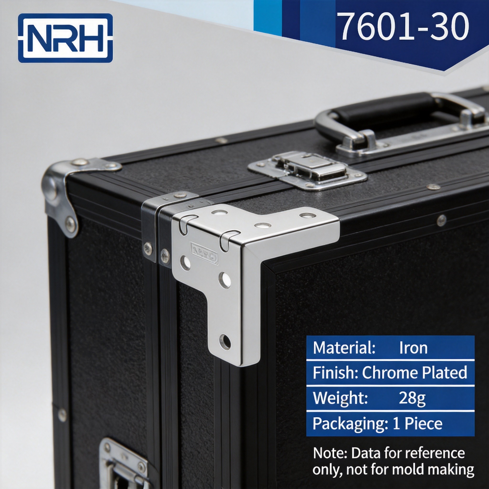 L-shape corner protector on a flight case edge