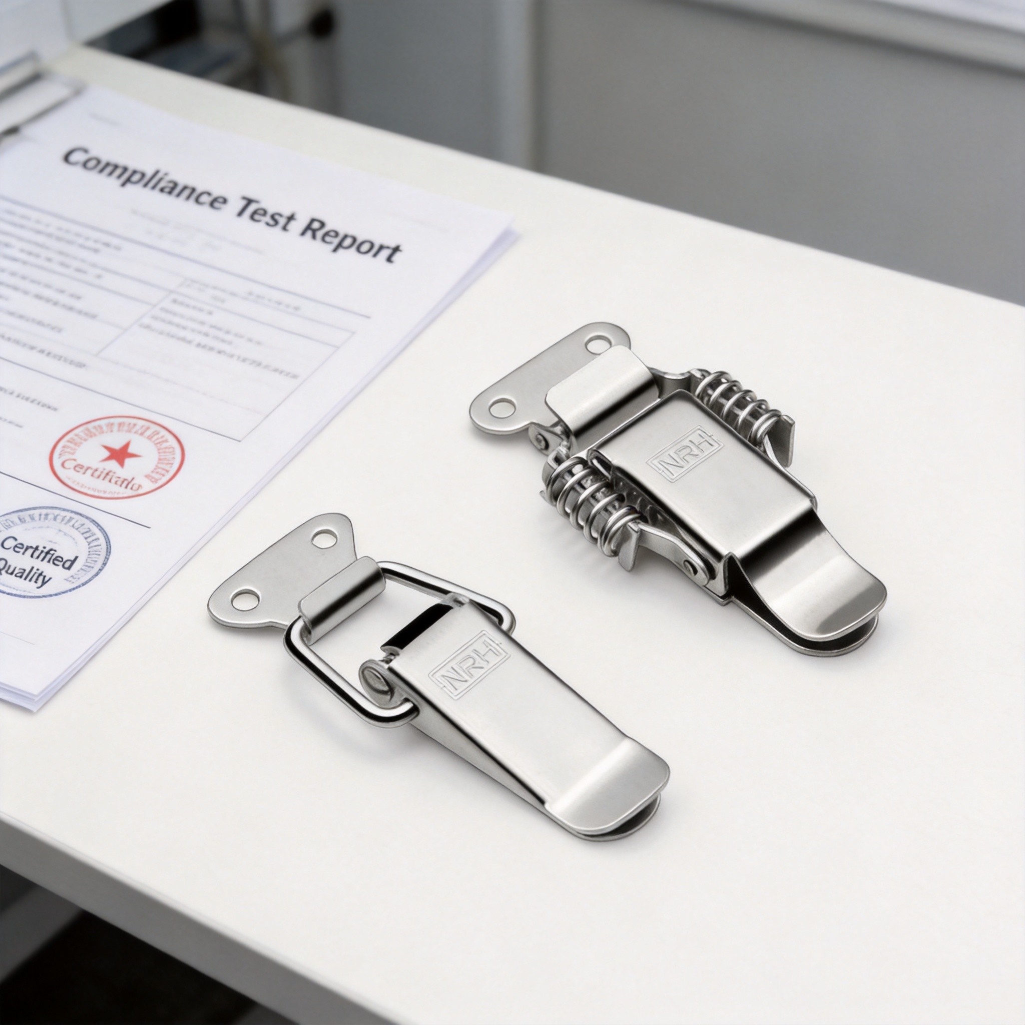 Compliance certificates and test reports for industrial case hardware