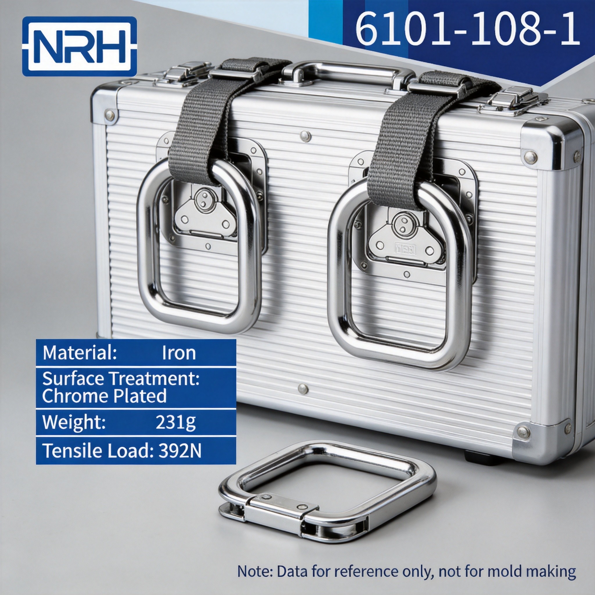 Fixed D-ring tie down anchors mounted on transport case with straps