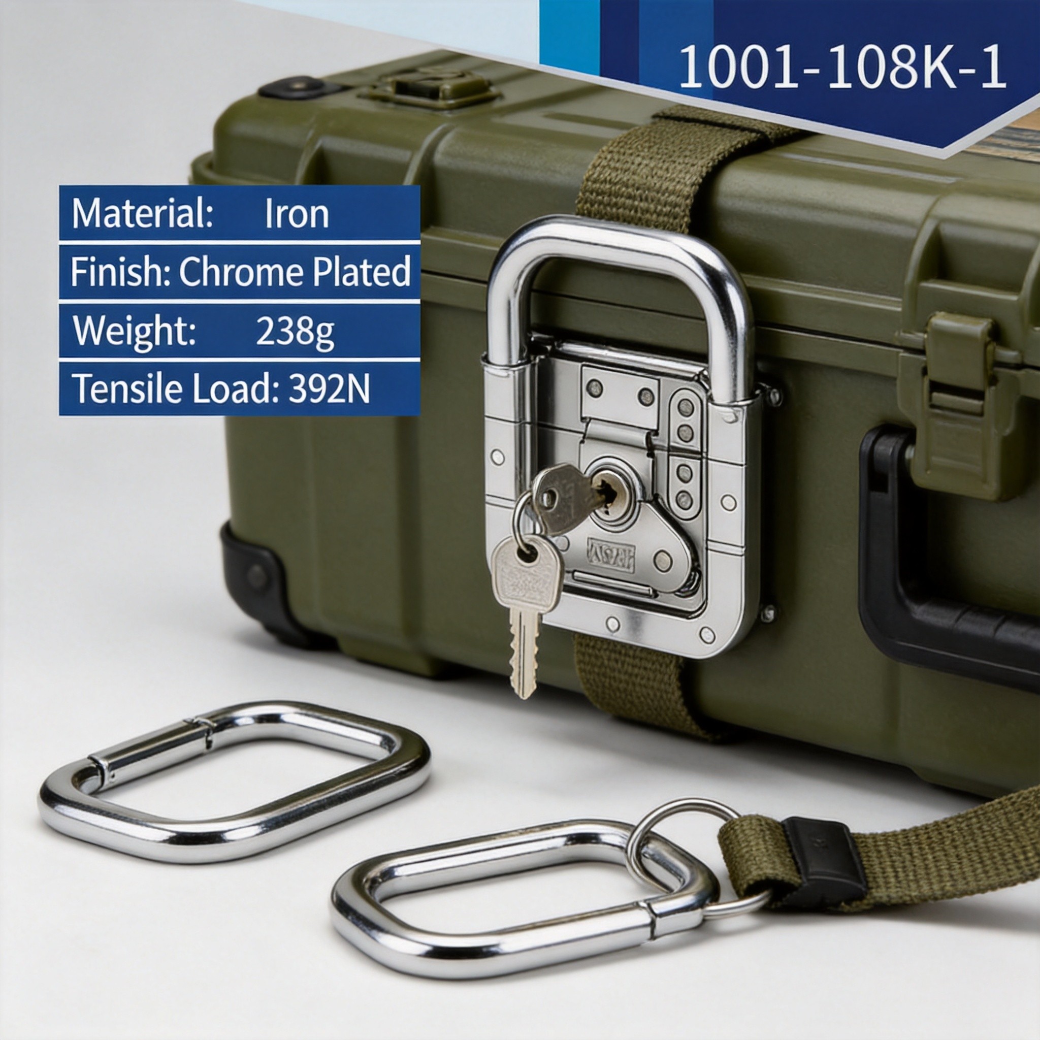 Locking D-ring anchor with key mechanism on transport case