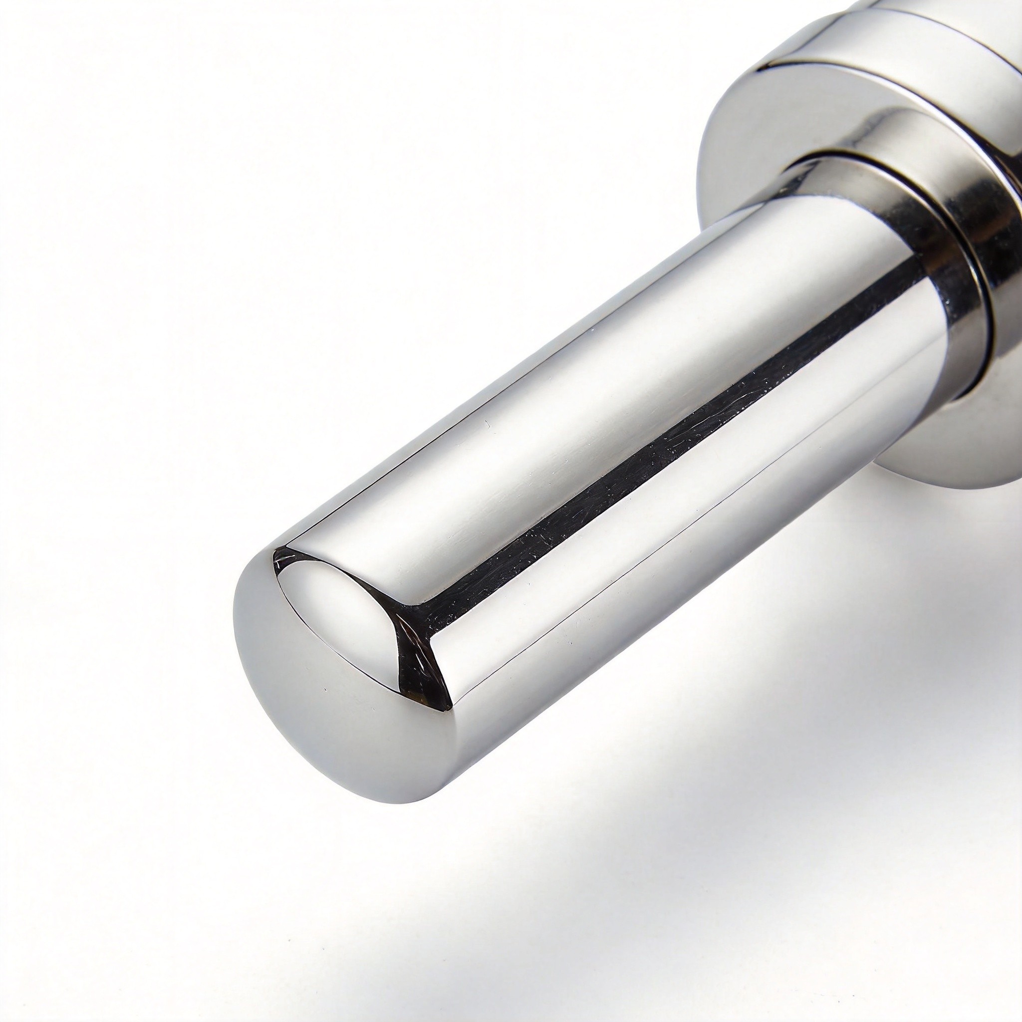 Close-up of nickel plated hardware surface showing bright mirror-like silver reflective finish