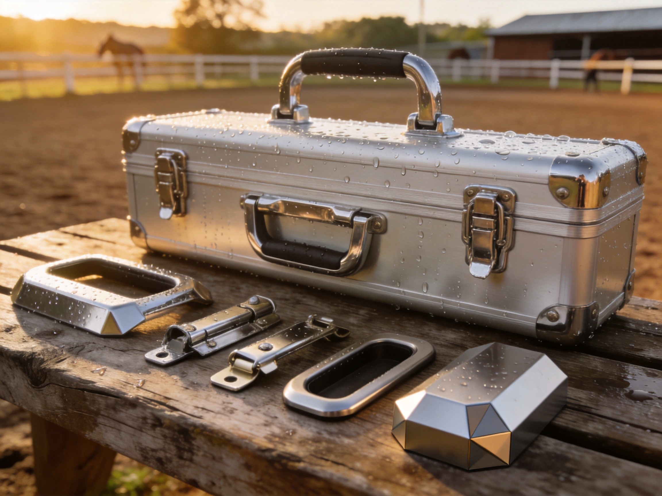 SUS304 stainless steel and chrome-plated iron case hardware comparison showing corrosion resistance