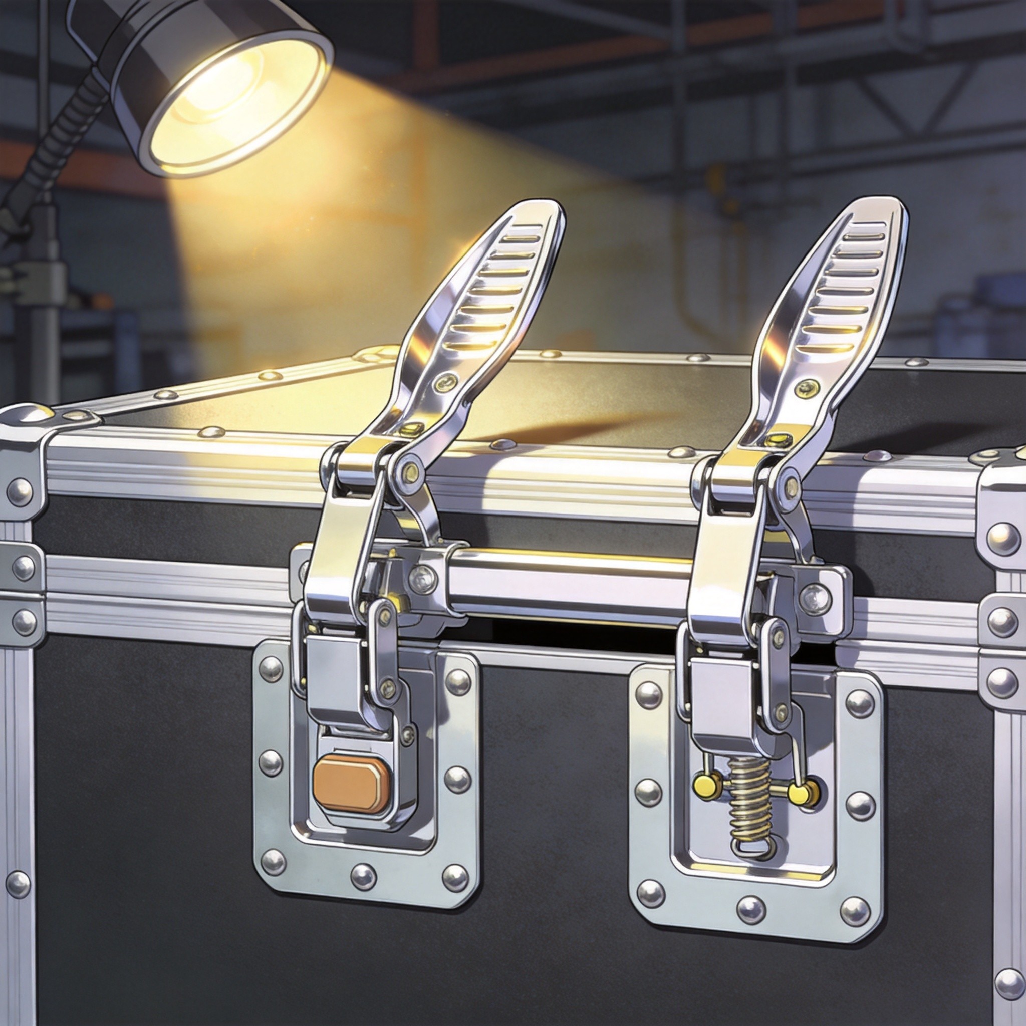 Butterfly latch wing levers and internal drive mechanism detail