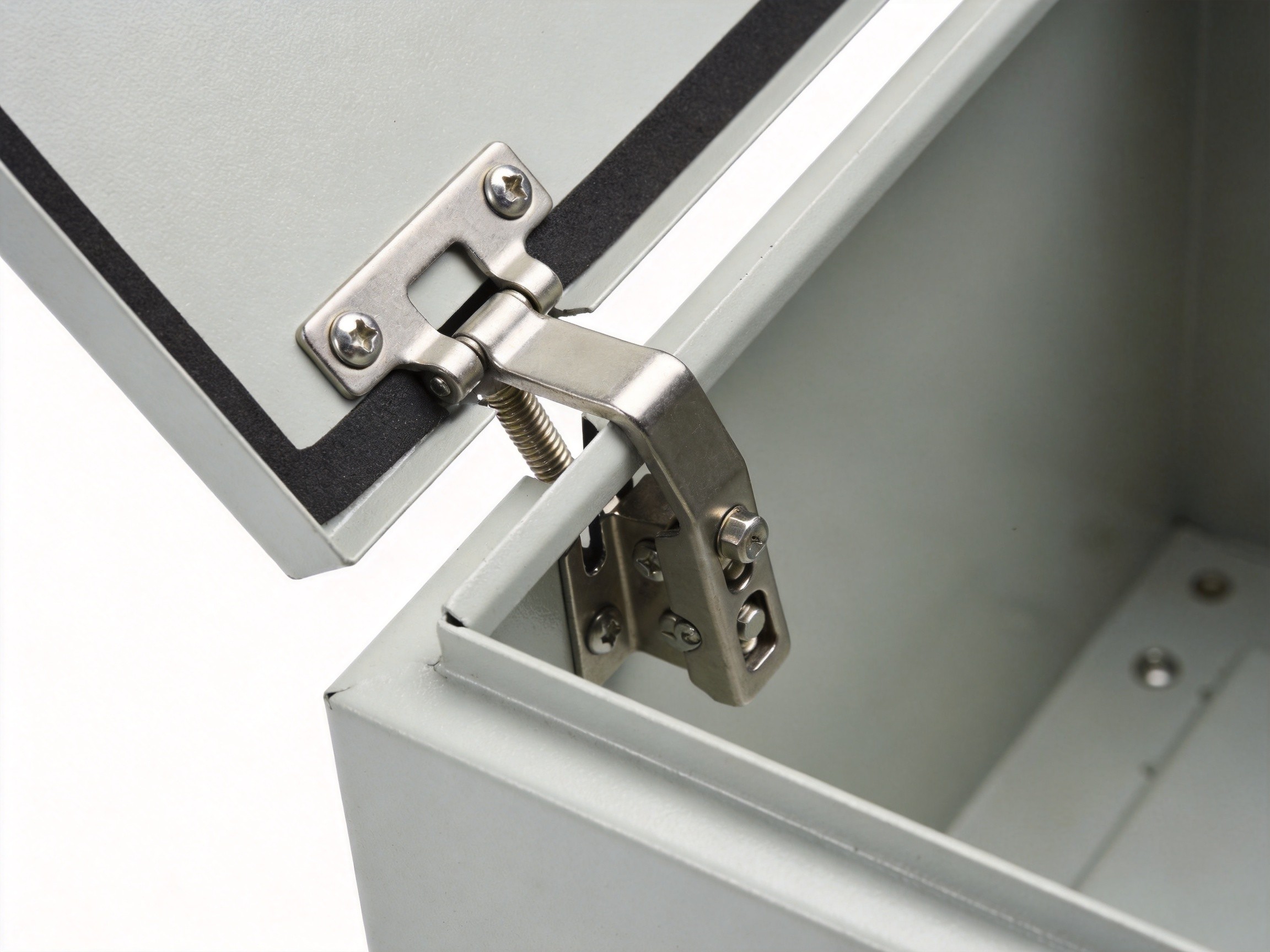 Adjustable toggle latch installed on custom enclosure with variable gap