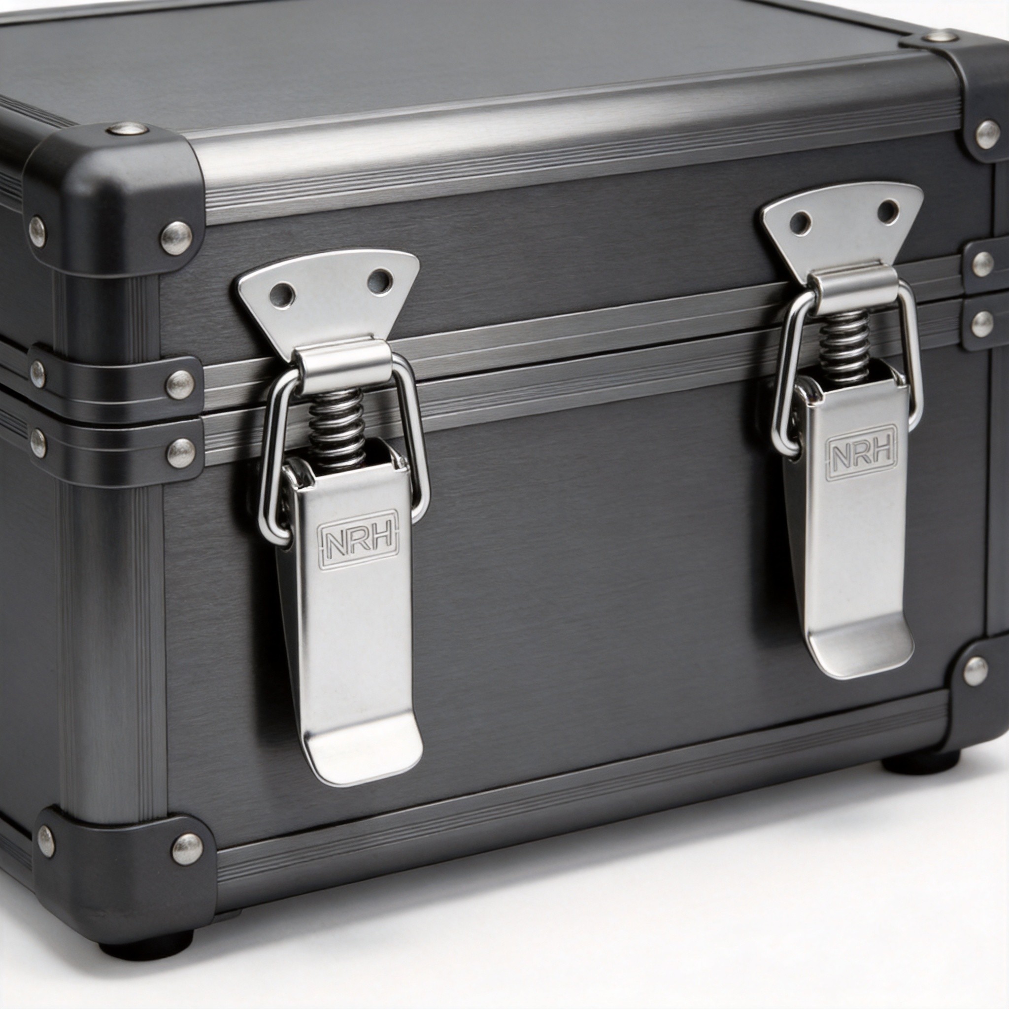 Side-by-side comparison of vibratory satin finish and mirror polished stainless steel hardware