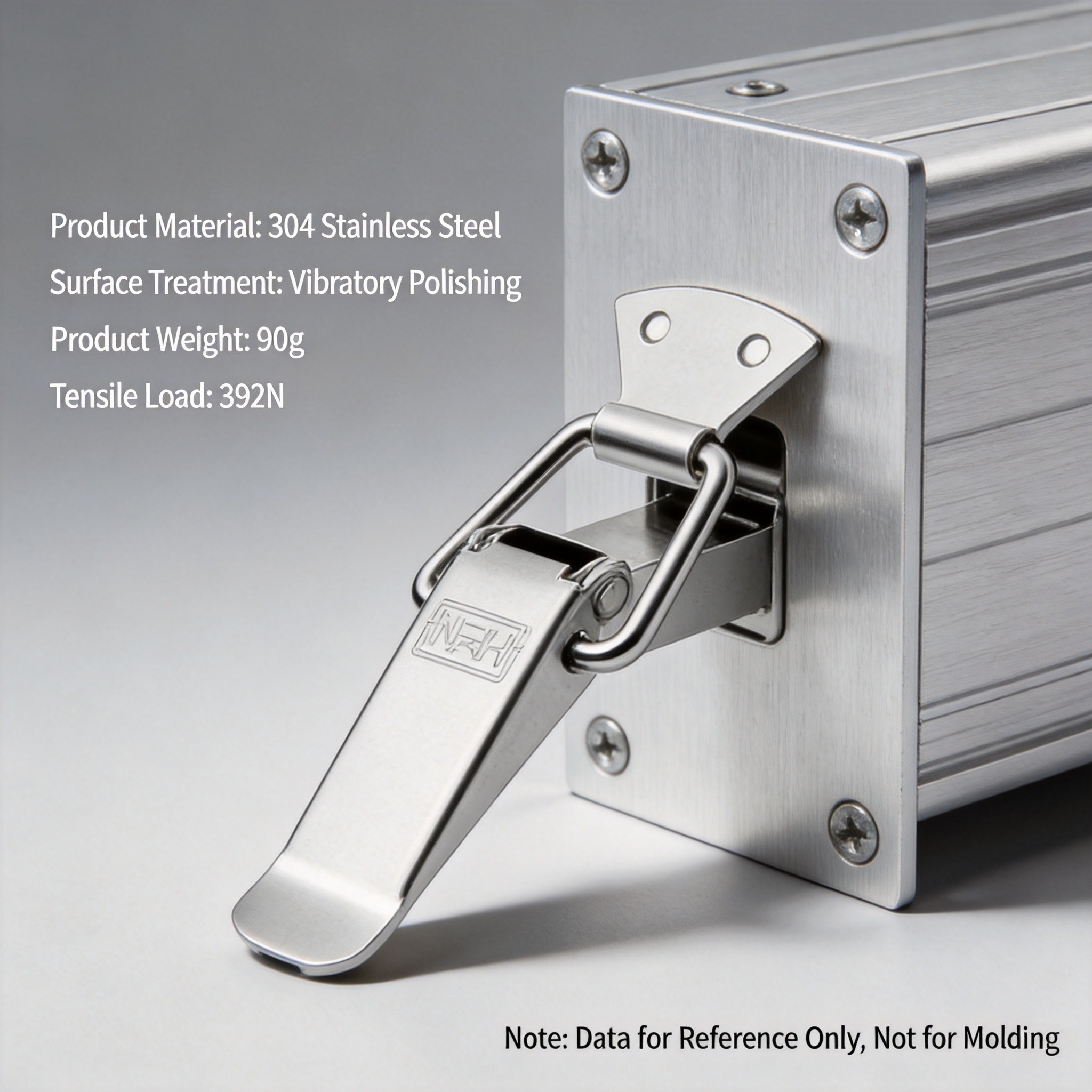 Spring draw latch installed on server rack panel showing secure closure