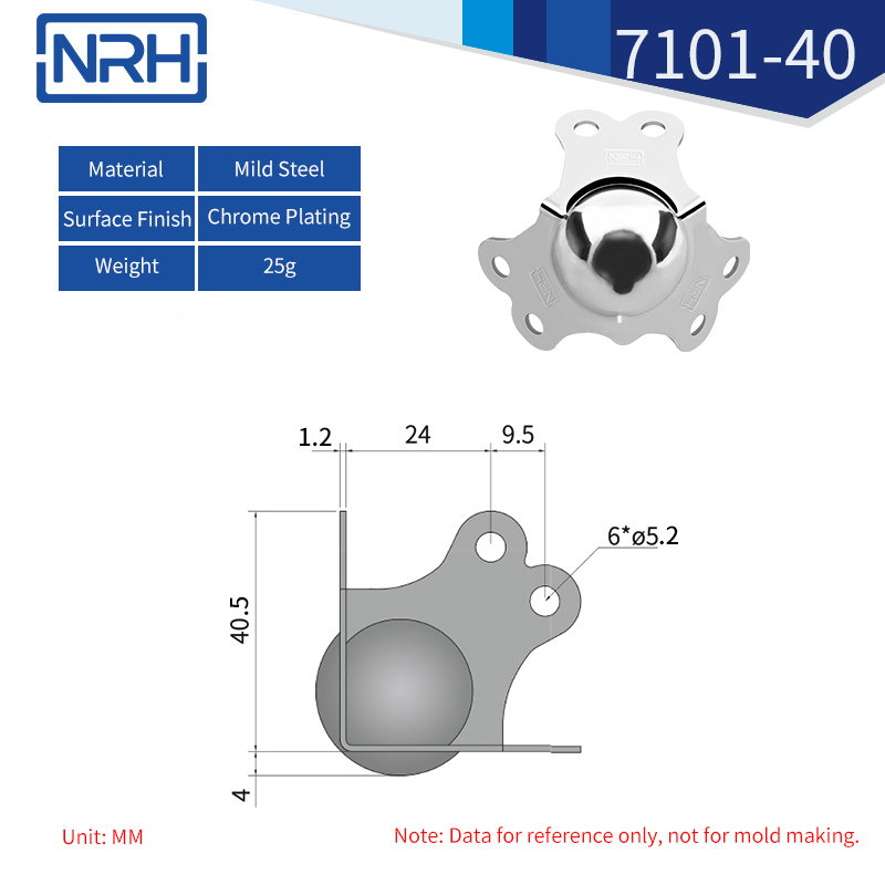 Ball Corner Protectors 7101-40-FE-CR - dimensions chart