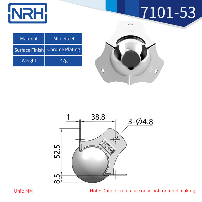 Ball Corner Protectors 7101-53-FE-CR - dimensions chart