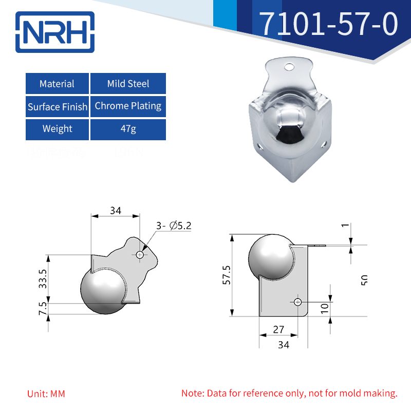 Ball Corner Protectors 7101-57-0-FE-CR - dimensions chart