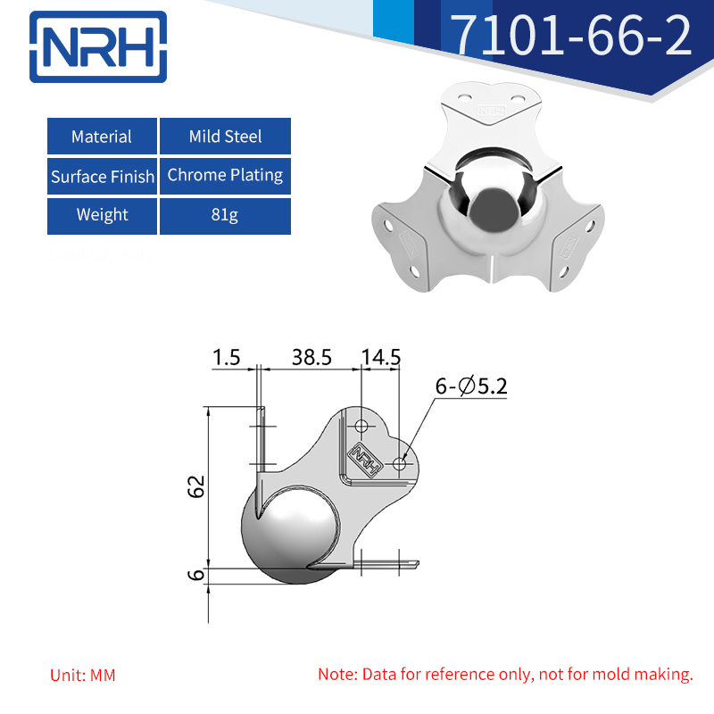 Ball Corner Protectors 7101-66-2-FE-CR - dimensions chart