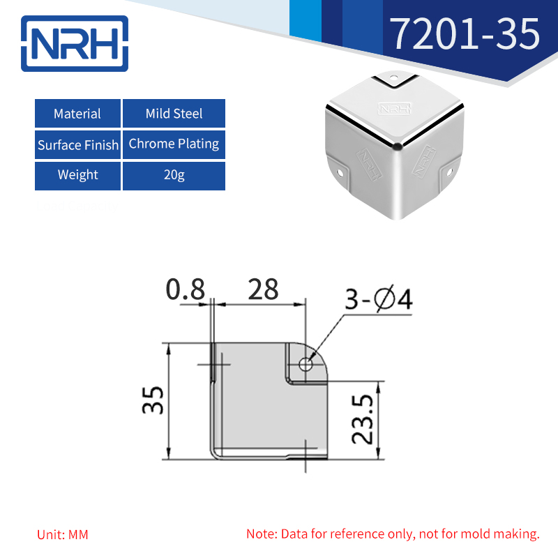 Triangular & Rounded Corner Protectors 7201-35-FE-CR - dimensions chart