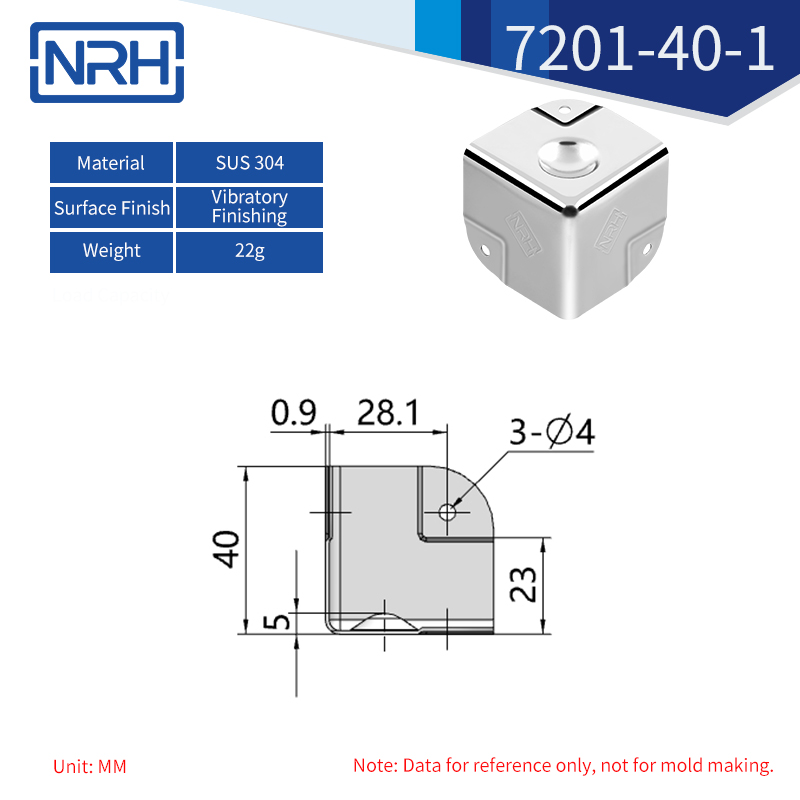 Triangular & Rounded Corner Protectors 7201-40-1-S04-ZG - dimensions chart