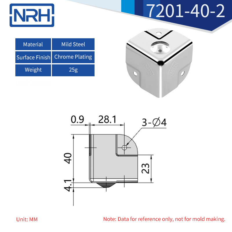 Triangular & Rounded Corner Protectors 7201-40-2-FE-CR - dimensions chart