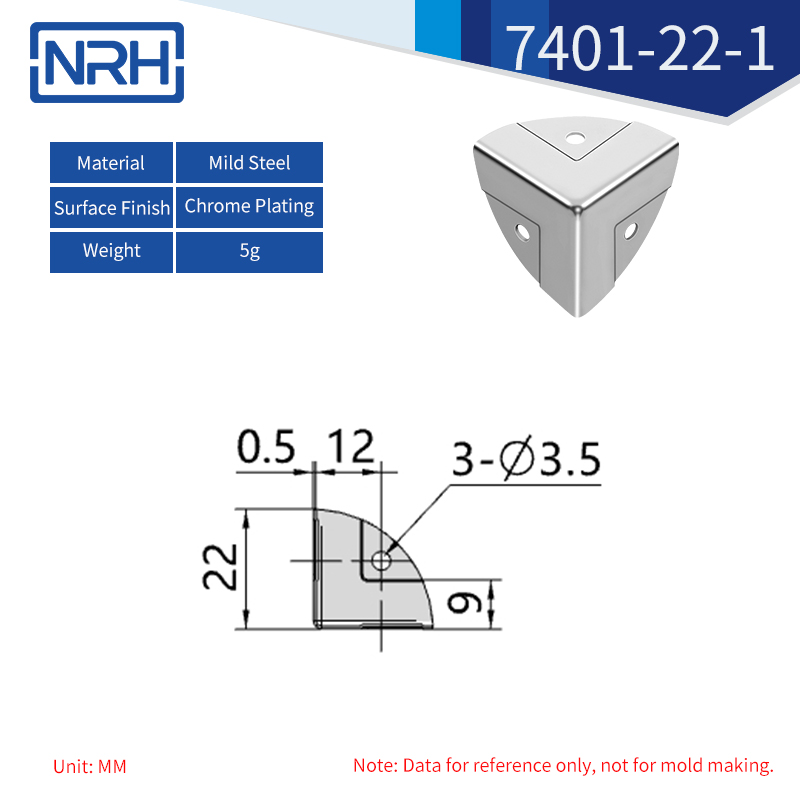 Triangular & Rounded Corner Protectors 7401-22-1-FE-CR - dimensions chart