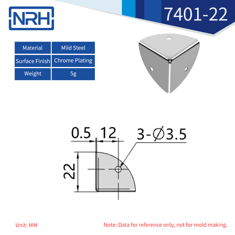 Triangular & Rounded Corner Protectors 7401-22-FE-CR - dimensions chart