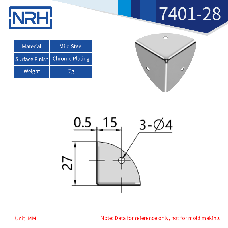 Triangular & Rounded Corner Protectors 7401-28-FE-CR - dimensions chart