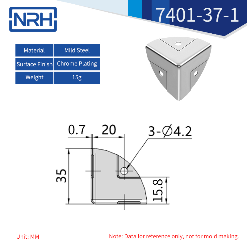 Triangular & Rounded Corner Protectors 7401-37-1-FE-CR - dimensions chart