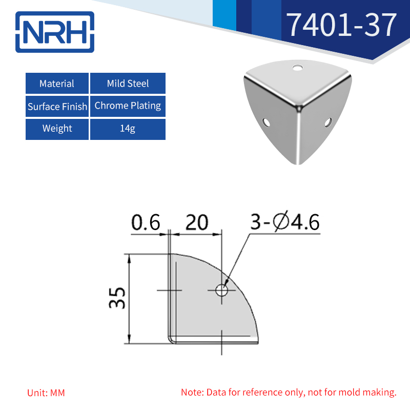 Triangular & Rounded Corner Protectors 7401-37-FE-CR - dimensions chart