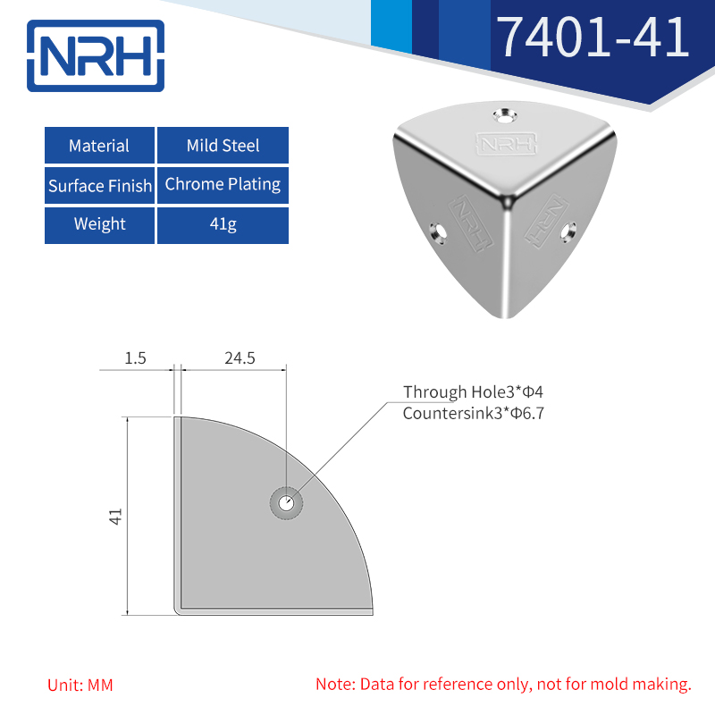 Triangular & Rounded Corner Protectors 7401-41-FE-CR - dimensions chart