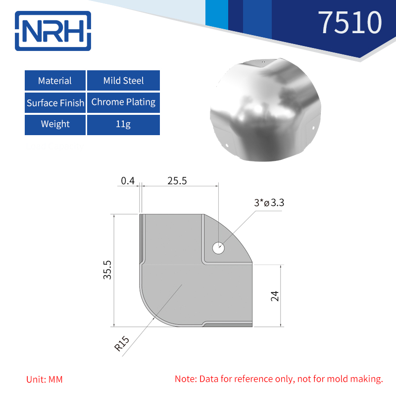 Triangular & Rounded Corner Protectors 7510-FE-CR - dimensions chart